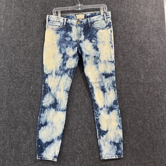 Current Elliot Jeans Women's 27 Blue Acid Rain Skinny Distressed Stretch Denim - Picture 1 of 9